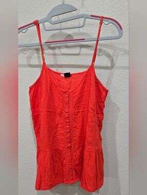 Volcom Coral Red Spaghetti-Strap Button-Front Camisole